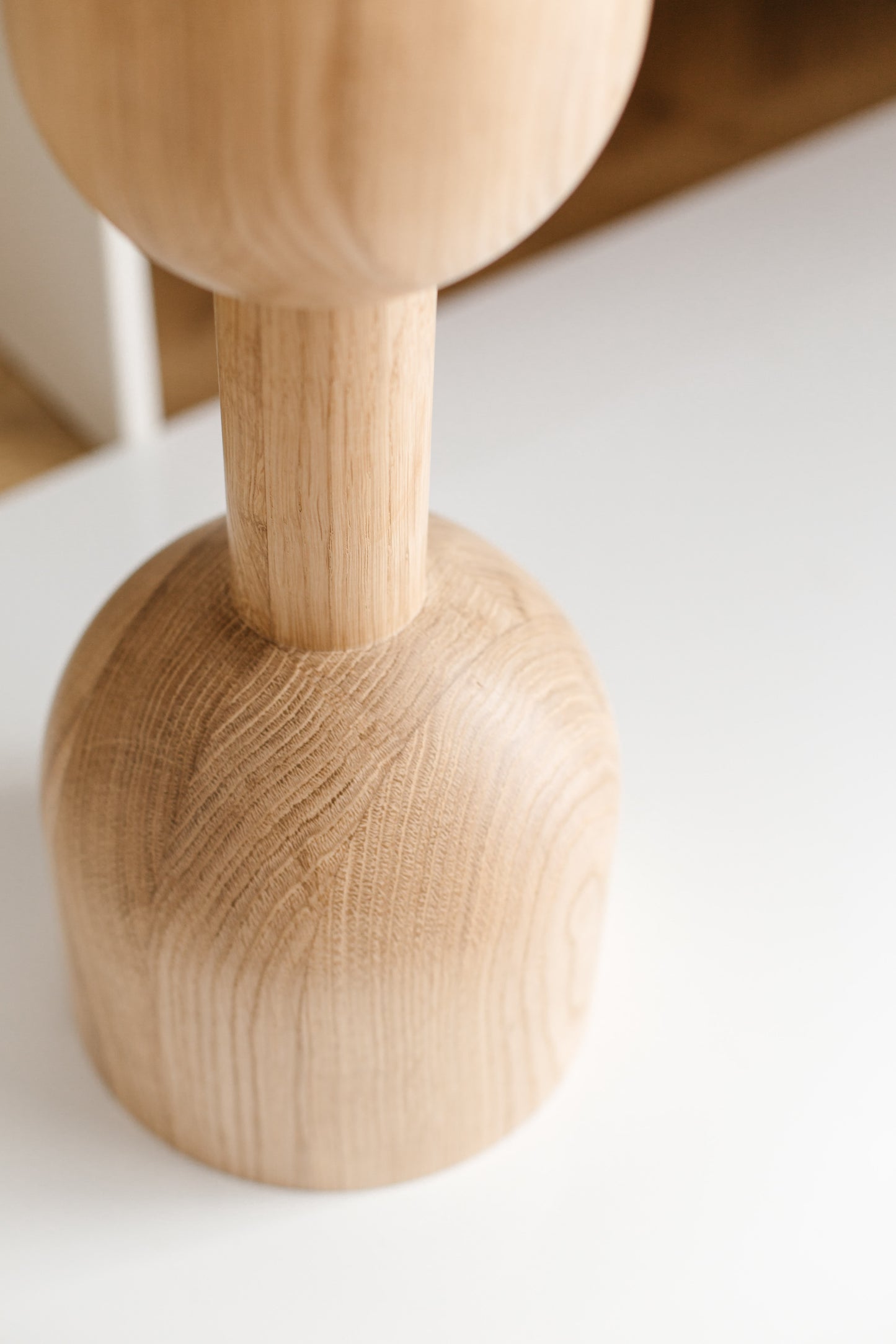 Pied de table basse en bois naturel – Support de meuble tourné, H450 mm