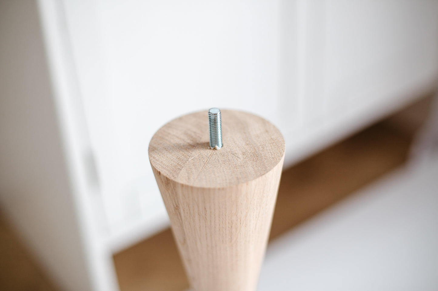 Pied de Table Basse en Bois Naturel avec Double Sphère Supérieure – Design Fait Main, H400 mm
