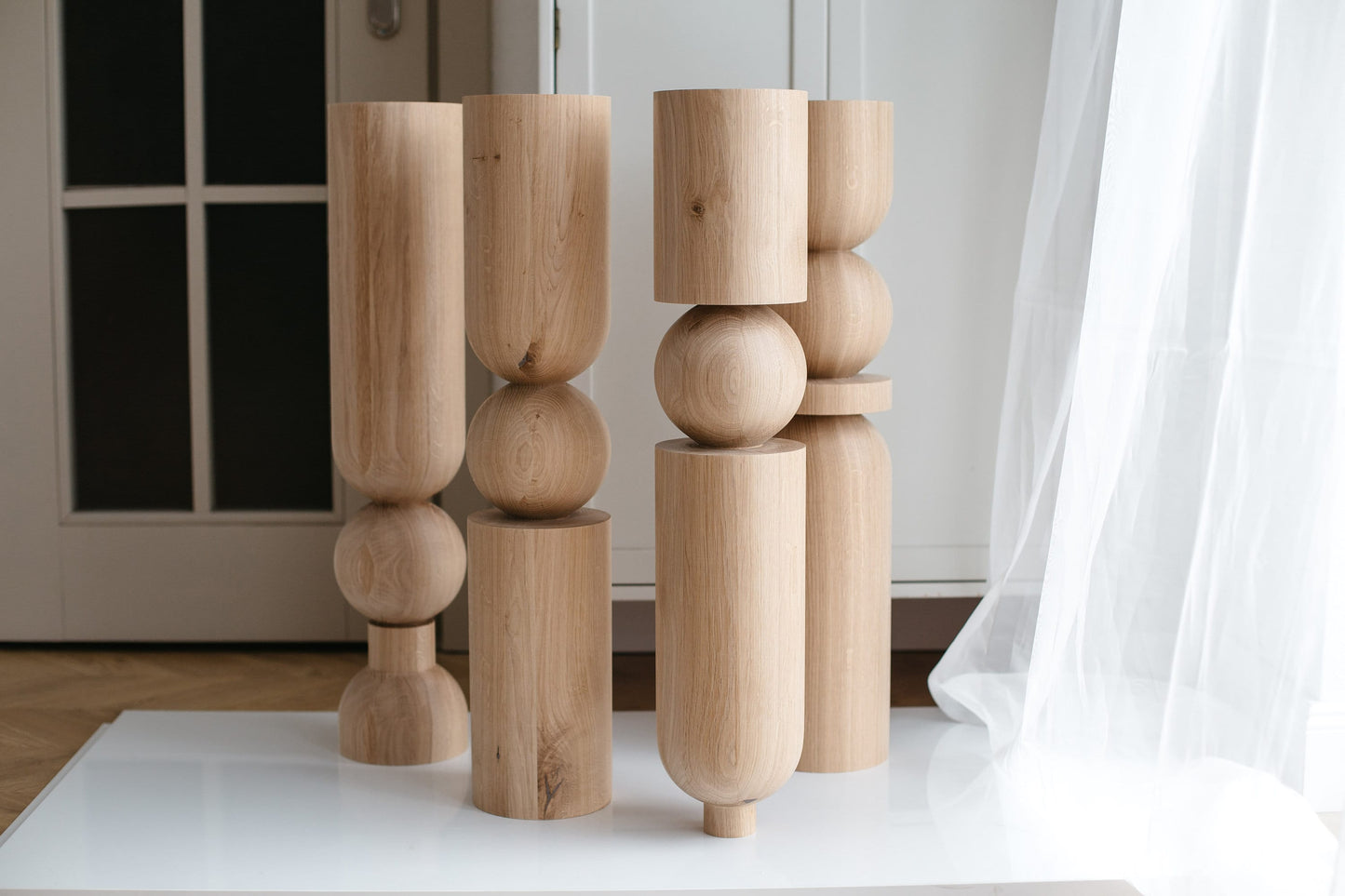 Pied de meuble en bois pour table et bar, H690 mm