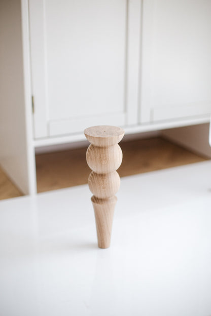 Pieds de Meuble Coniques en Bois avec Double Boule – Tournés, H250 mm