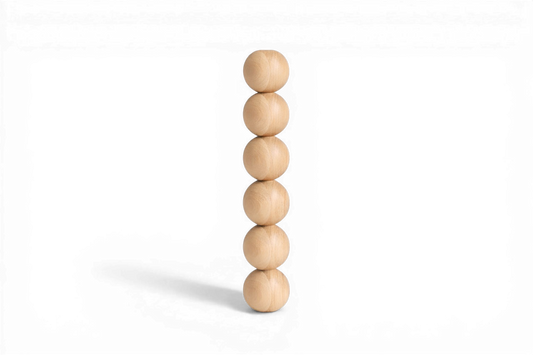 Pied de table en bois – Six sphères tournées, 491 mm
