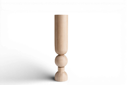 Pied de table et de bar en bois avec sphère inférieure – Design tourné au tour, H690 mm