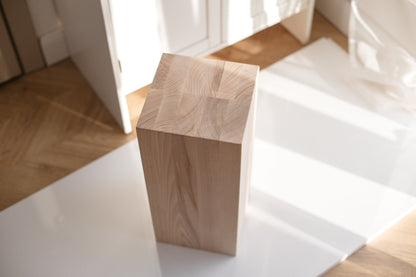 Table basse bloc en frêne massif – Table d'appoint fabriquée à la main, H450 mm