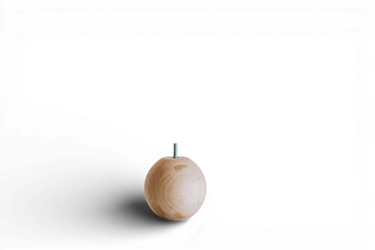 Pied de meuble en bois tourné rond avec sphère décorative – Design compact, H80 mm