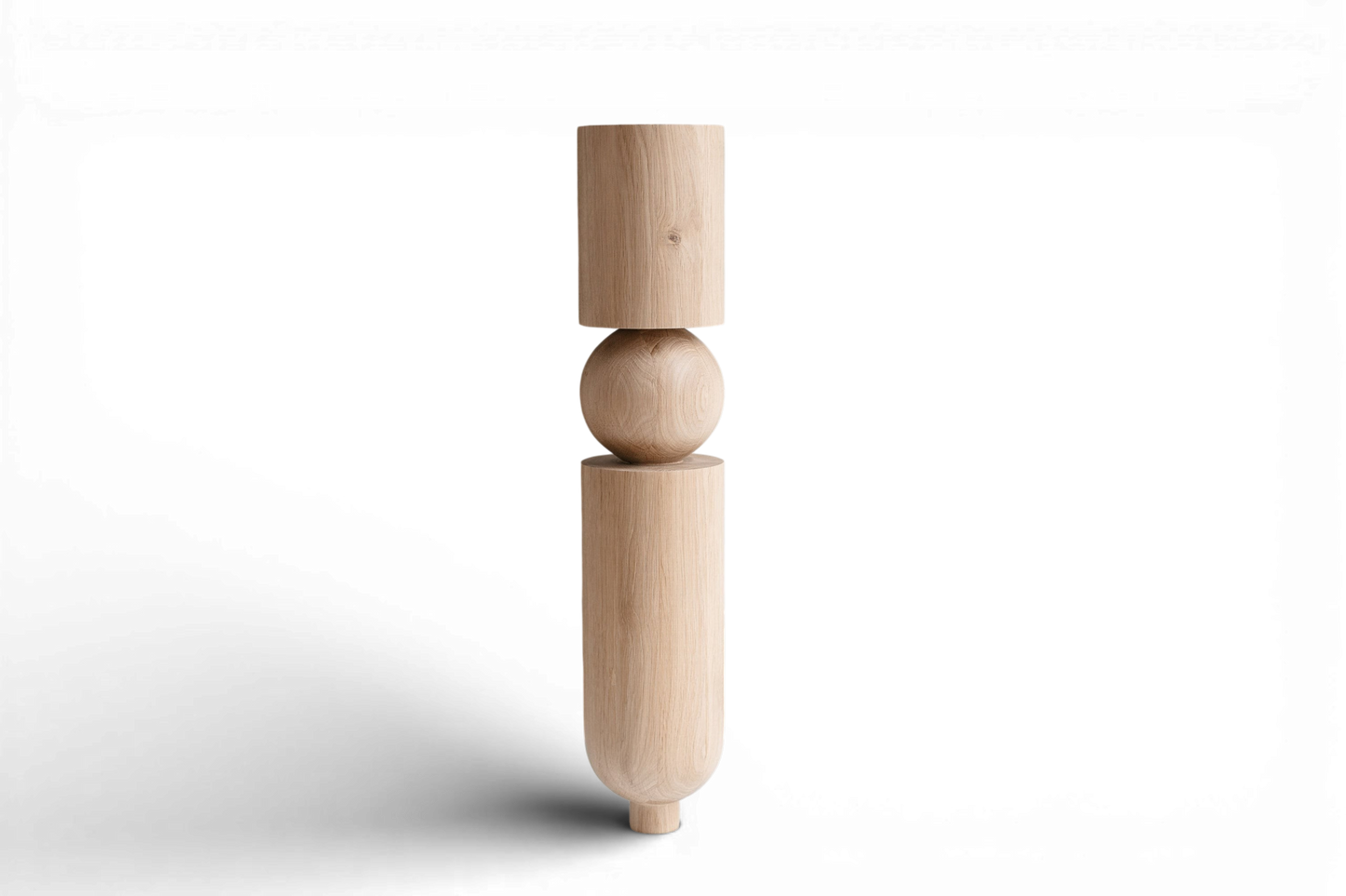 Pied de table et de bar en bois avec sphère arrondie – Tourné, H690 mm