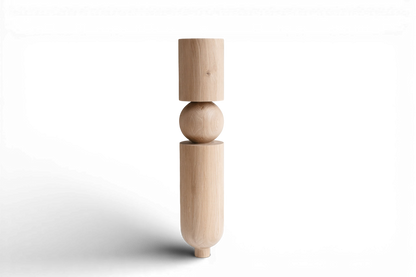 Pied de table et de bar en bois avec sphère arrondie – Tourné, H690 mm