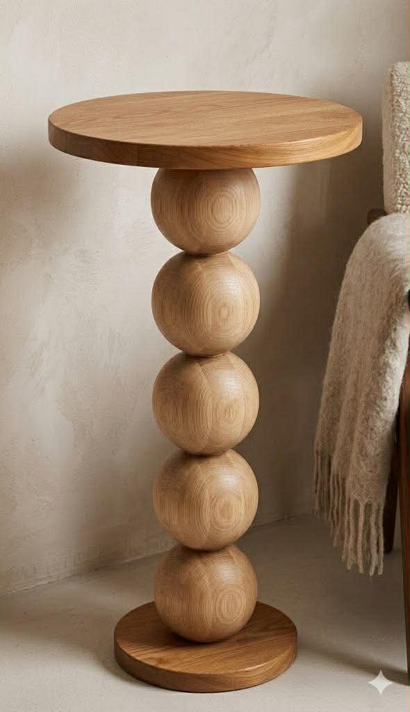 Pied de meuble en bois avec cinq détails sphériques – Design tourné, H730 mm