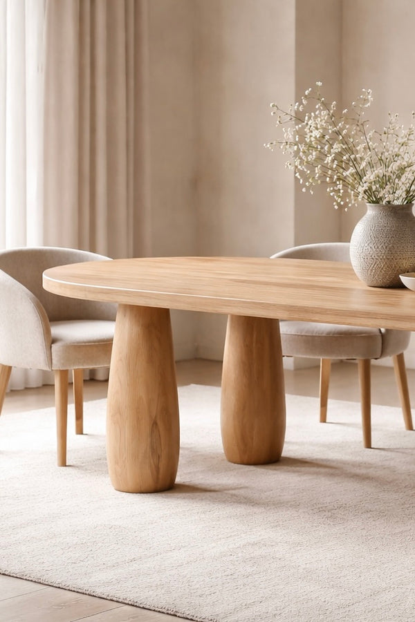 Lot de 4 pieds de table en chêne massif – Pieds de table à manger ovales en bois 736 mm