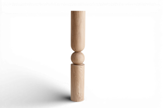 Pied de table et de bar en bois avec sphère centrale – Design tourné, H900 mm