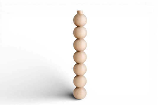 Pied de meuble en bois avec sept détails sphériques – Support de table tourné, H760 mm