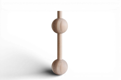 Pied de Meuble en Bois Double Sphère – Tourné, H670 mm