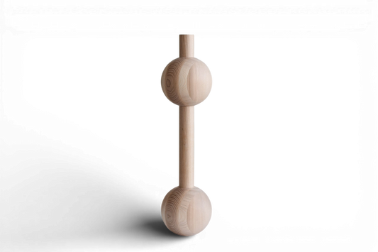 Pied de Meuble en Bois Double Sphère – Tourné, H670 mm
