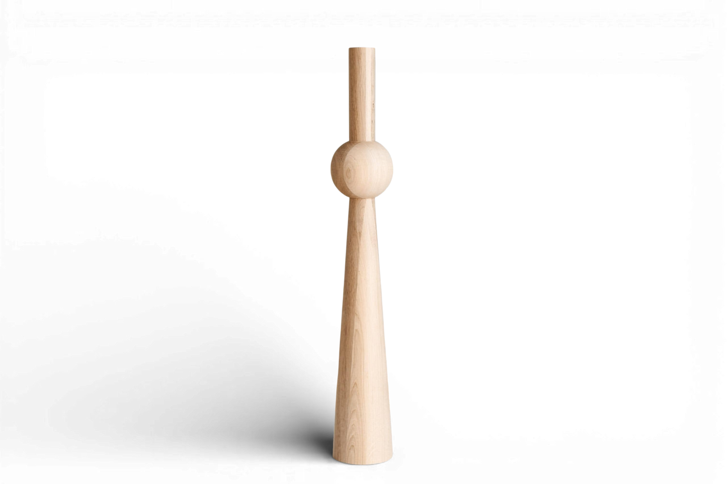 Pied de meuble en bois avec détail sphérique – Support de table tourné, H760 mm