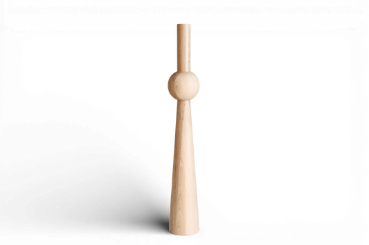 Pied de meuble en bois avec détail sphérique – Support de table tourné, H760 mm