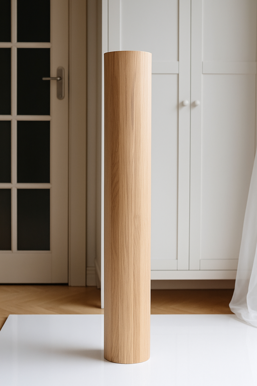 Pied de Table ou Bar en Bois Tourné – Design Lisse et Droit, H690 mm