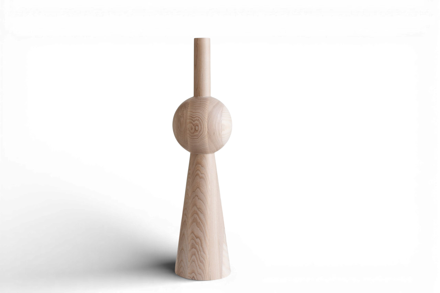 Pied de meuble conique en bois avec détail sphérique – Tourné au tour, H670 mm