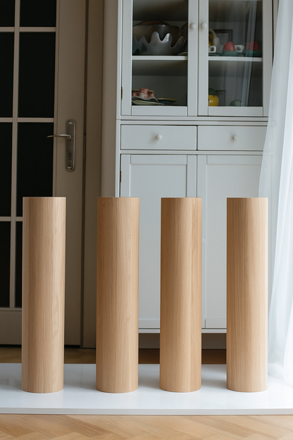 Pied de Table ou Bar en Bois Tourné – Design Lisse et Droit, H690 mm
