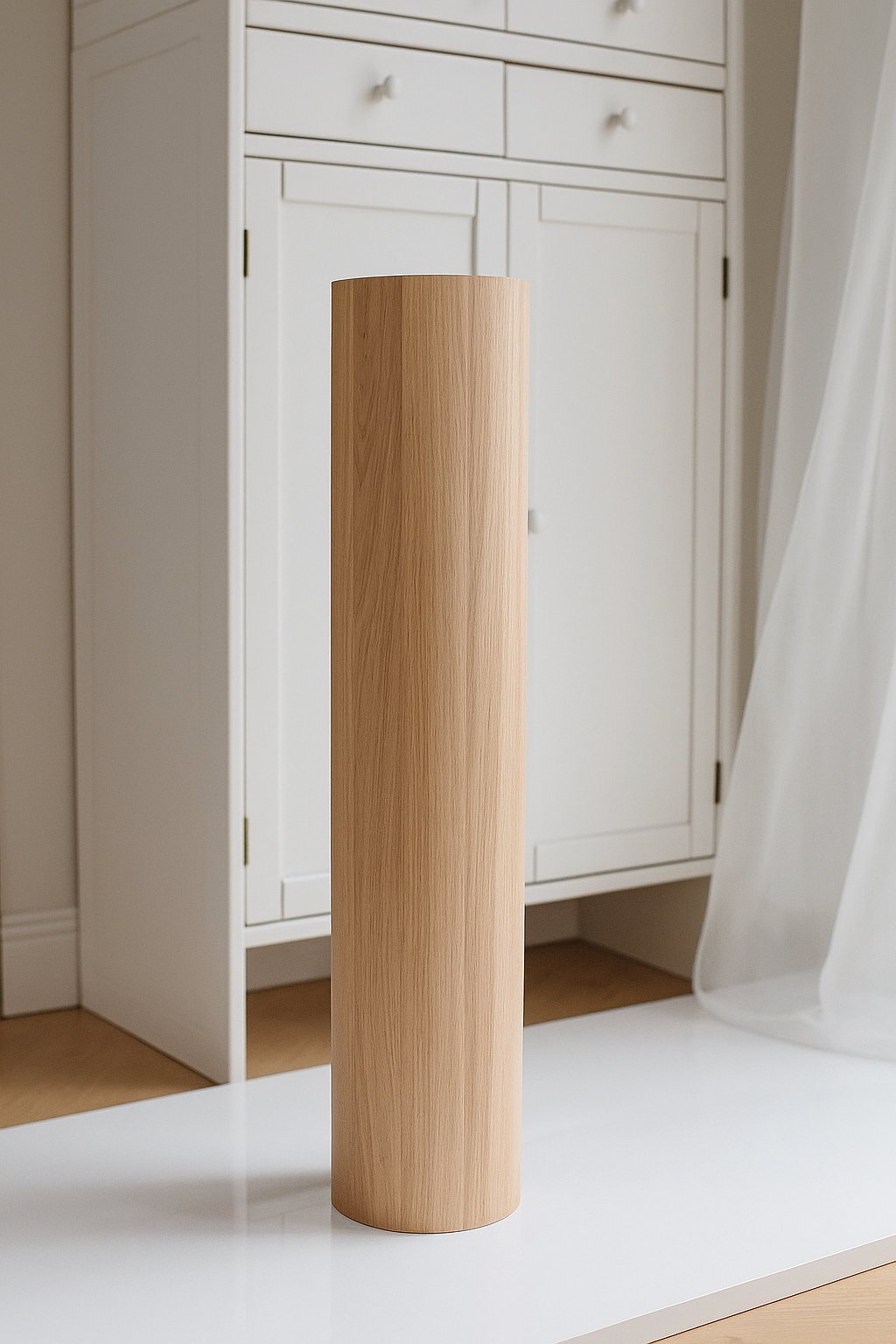 Pied de Table ou Bar en Bois Tourné – Design Lisse et Droit, H690 mm