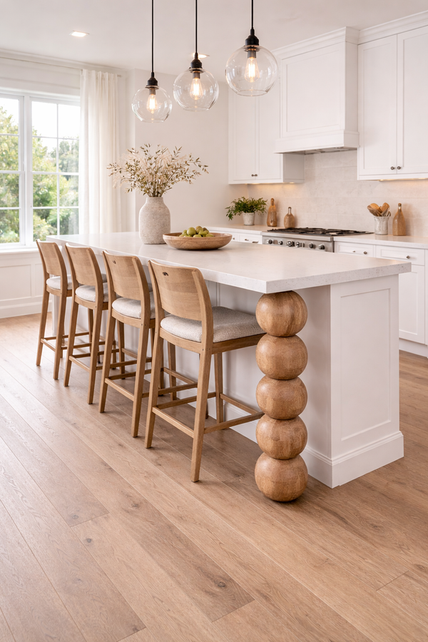 Pied de meuble en bois avec cinq détails sphériques – Design tourné, H730 mm