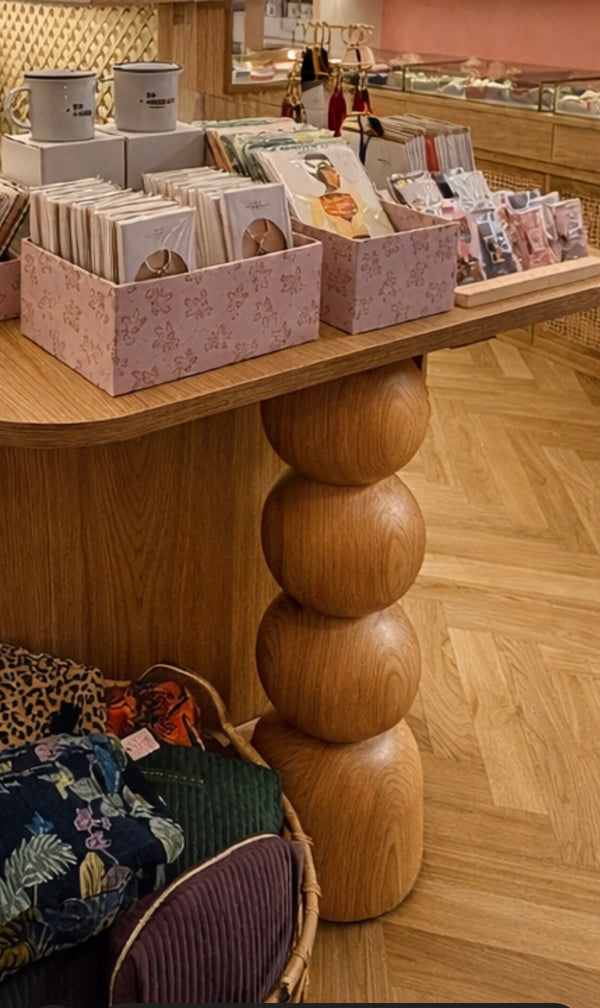 Pied de meuble en bois avec cinq détails sphériques – Design tourné, H730 mm