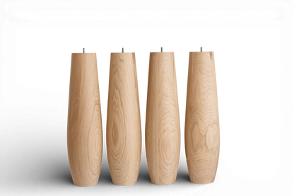 Lot de 4 pieds de table en chêne massif – Pieds de table à manger ovales en bois 736 mm