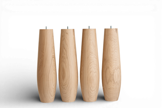 Lot de 4 pieds de table en chêne massif – Pieds de table à manger ovales en bois 736 mm