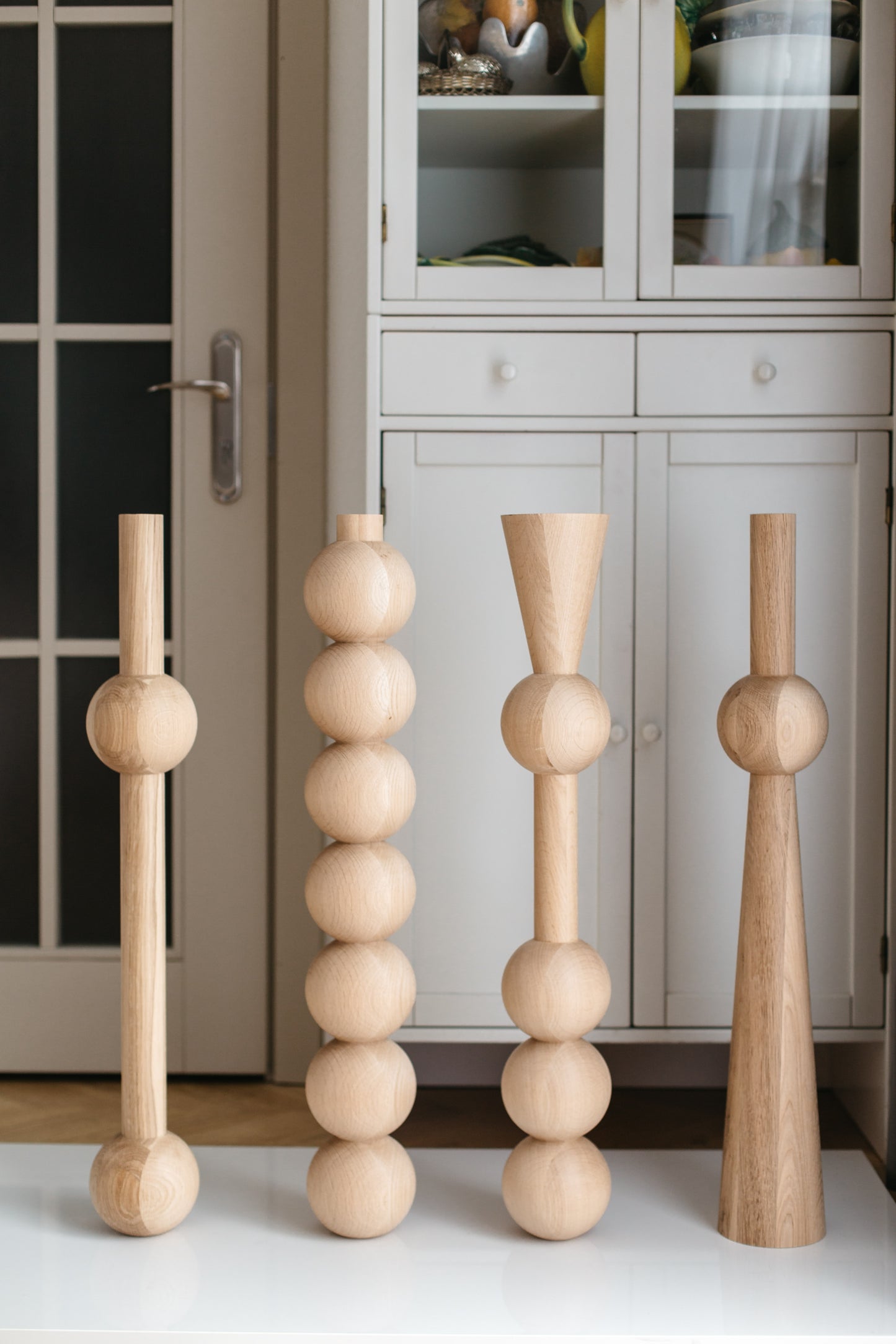 Pieds de Meuble en Chêne Massif – Pieds de Table Faits Main, Lot de 4, H760 mm