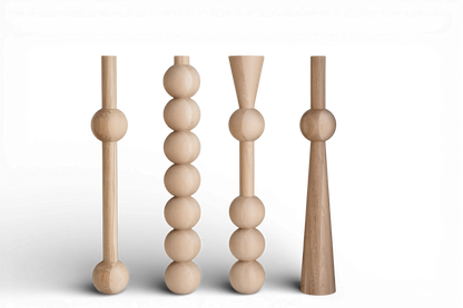 Pieds de Meuble en Chêne Massif – Pieds de Table Faits Main, Lot de 4, H760 mm