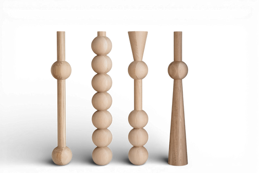 Pieds de Meuble en Chêne Massif – Pieds de Table Faits Main, Lot de 4, H760 mm
