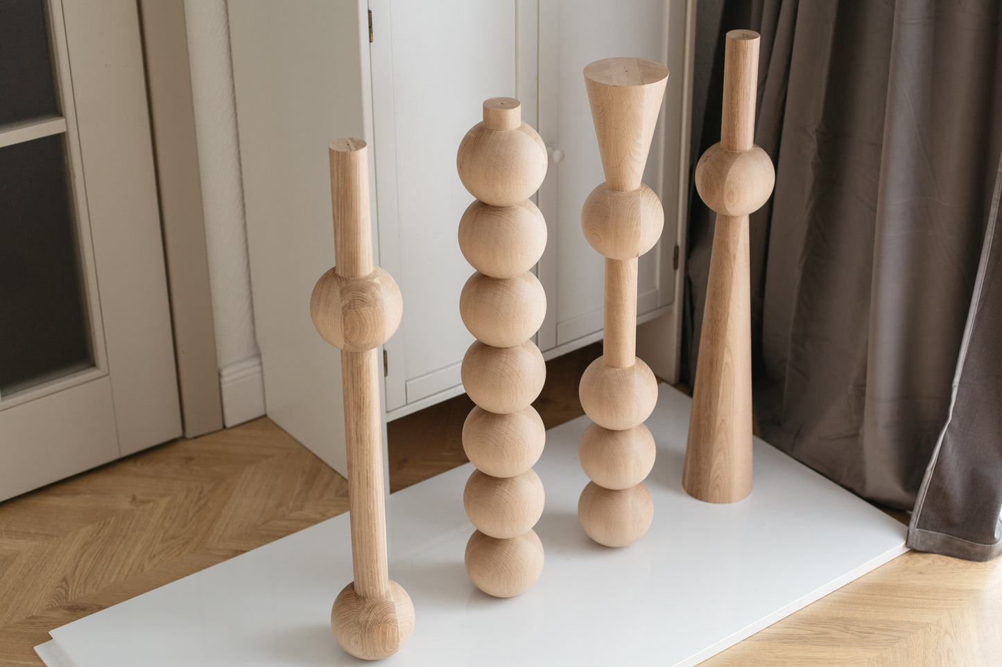 Pieds de Meuble en Chêne Massif – Pieds de Table Faits Main, Lot de 4, H760 mm