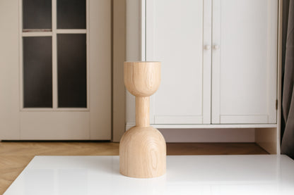 Pied de table basse en bois naturel – Support de meuble tourné, H450 mm