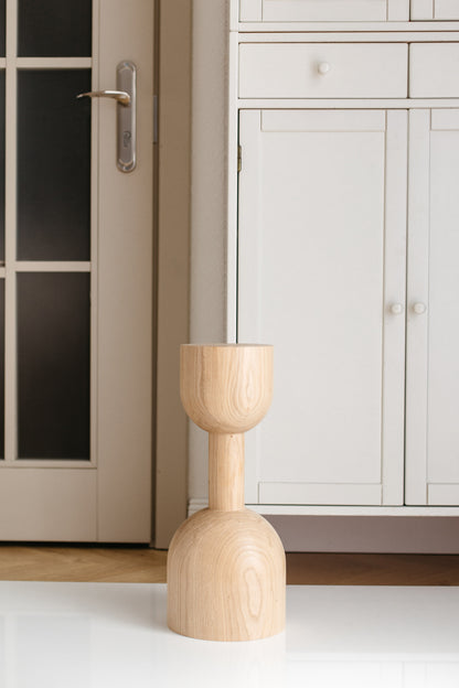 Pied de table basse en bois naturel – Support de meuble tourné, H450 mm