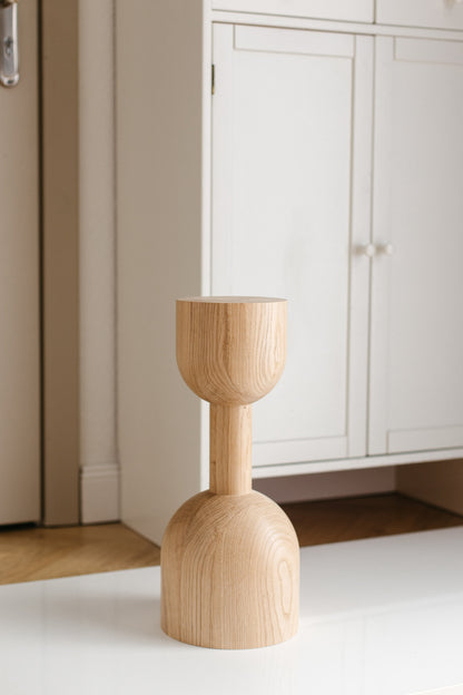 Pied de table basse en bois naturel – Support de meuble tourné, H450 mm