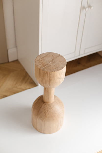 Pied de table basse en bois naturel – Support de meuble tourné, H450 mm