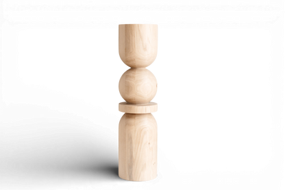 Pied de table/bar en bois avec sphère centrale décorative – Tourné, H710 mm