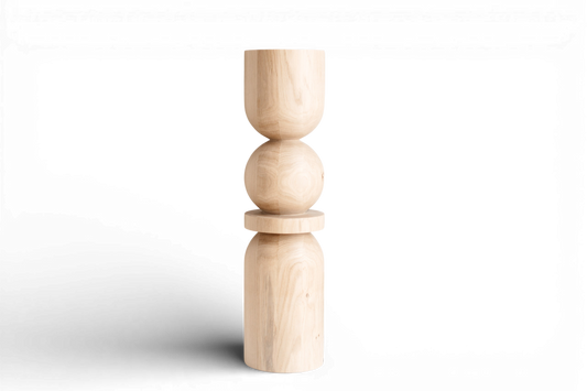 Pied de table/bar en bois avec sphère centrale décorative – Tourné, H710 mm