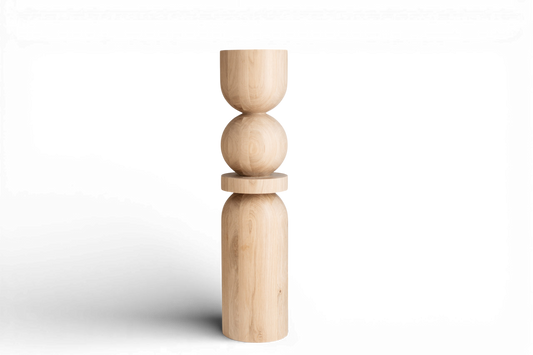 Pied de table et de bar en bois avec sphère centrale – Design tourné, H860 mm