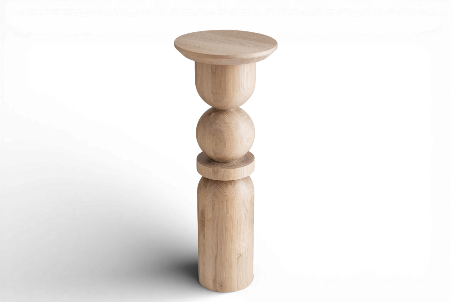 Piedestal en bois – Table d'appoint ou porte-plante, design tourné, H900 mm