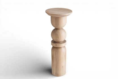 Piedestal en bois – Table d'appoint ou porte-plante, design tourné, H900 mm