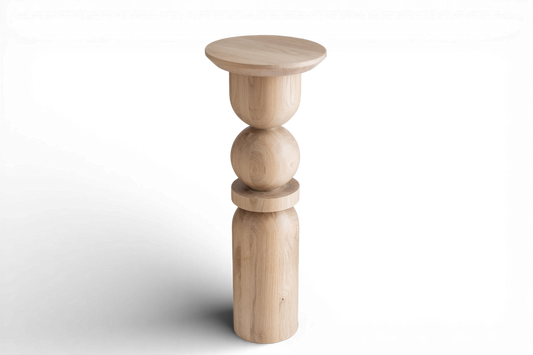 Piedestal en bois – Table d'appoint ou porte-plante, design tourné, H900 mm
