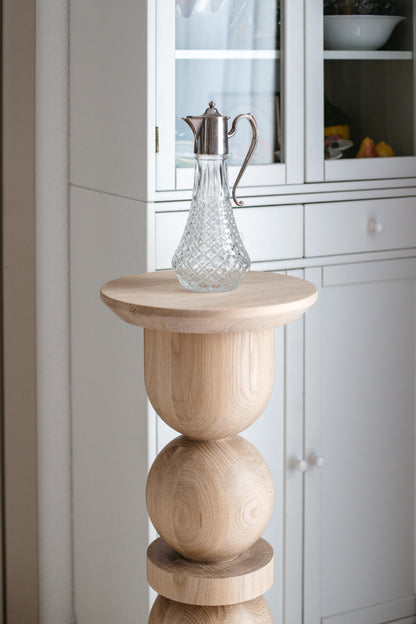 Piedestal en bois – Table d'appoint ou porte-plante, design tourné, H900 mm