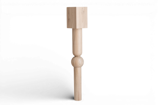 Pied de table et de bar en bois avec plateau carré – Design tourné, H900 mm