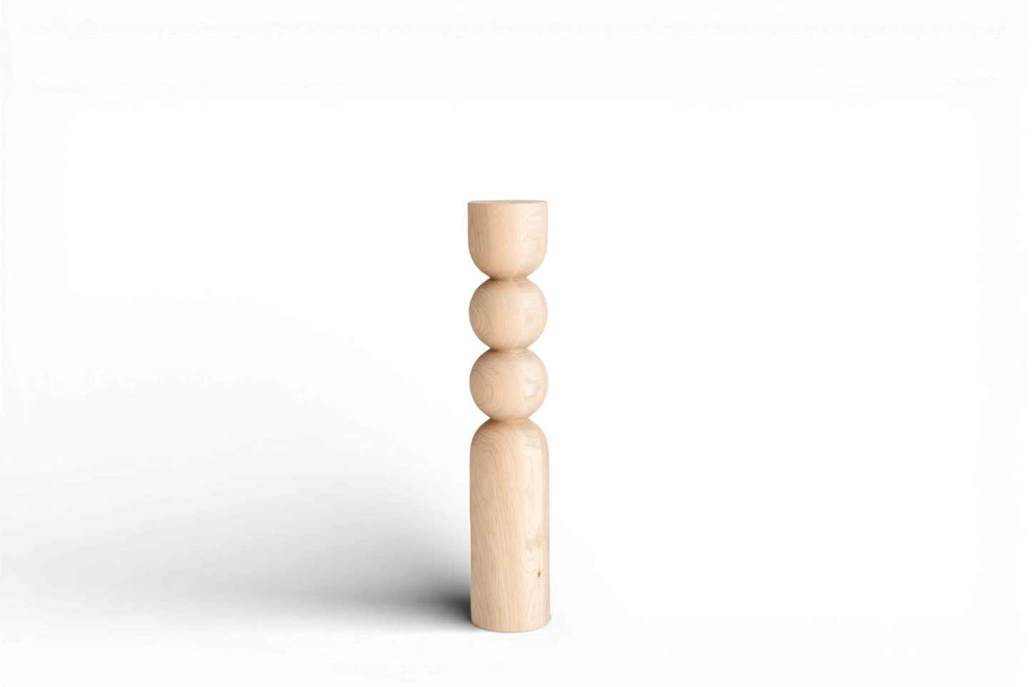 Pied de table basse en bois naturel avec détail à double sphère – Design fait main, H540 mm