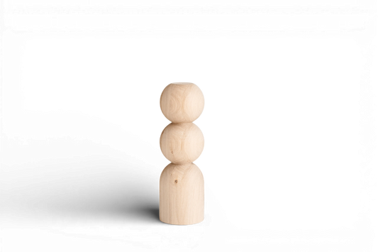 Pieds de meuble en bois avec détails double sphère – Design fait main, H305 mm