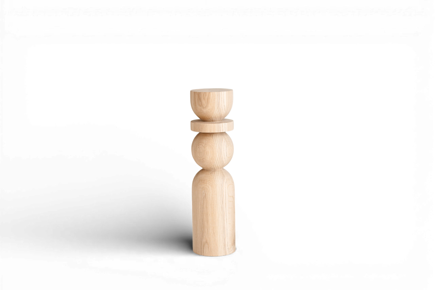 Pied de table basse en bois naturel avec détail sphérique – Design fait main, H380 mm