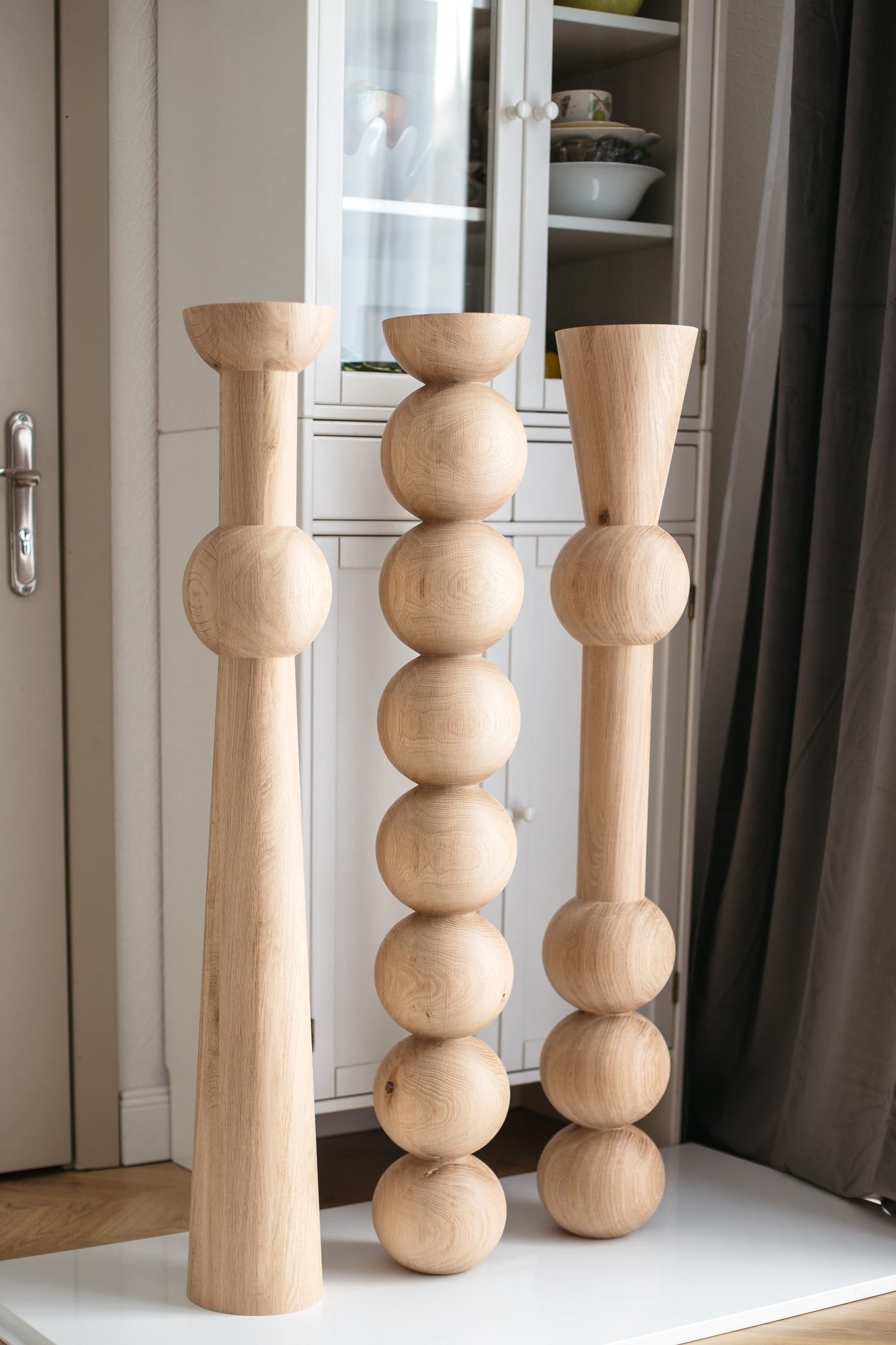 Pied de bar et de table en bois – Support de meuble tourné, H1100 mm