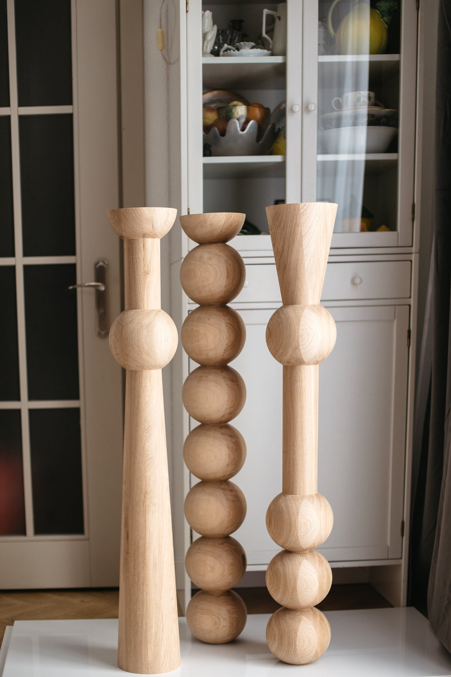 Pied de table et de bar haut en bois – Support de meuble fait main, H1100 mm