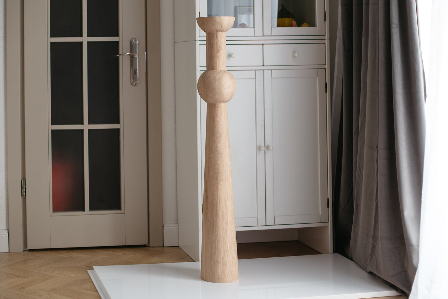 Pied de support de table haute et de bar en bois tourné, H1100 mm
