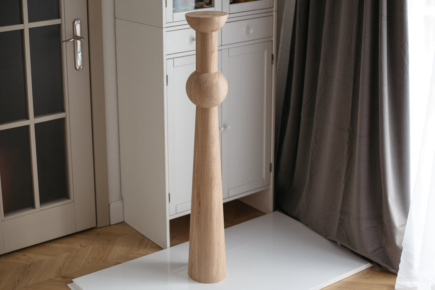 Pied de support de table haute et de bar en bois tourné, H1100 mm