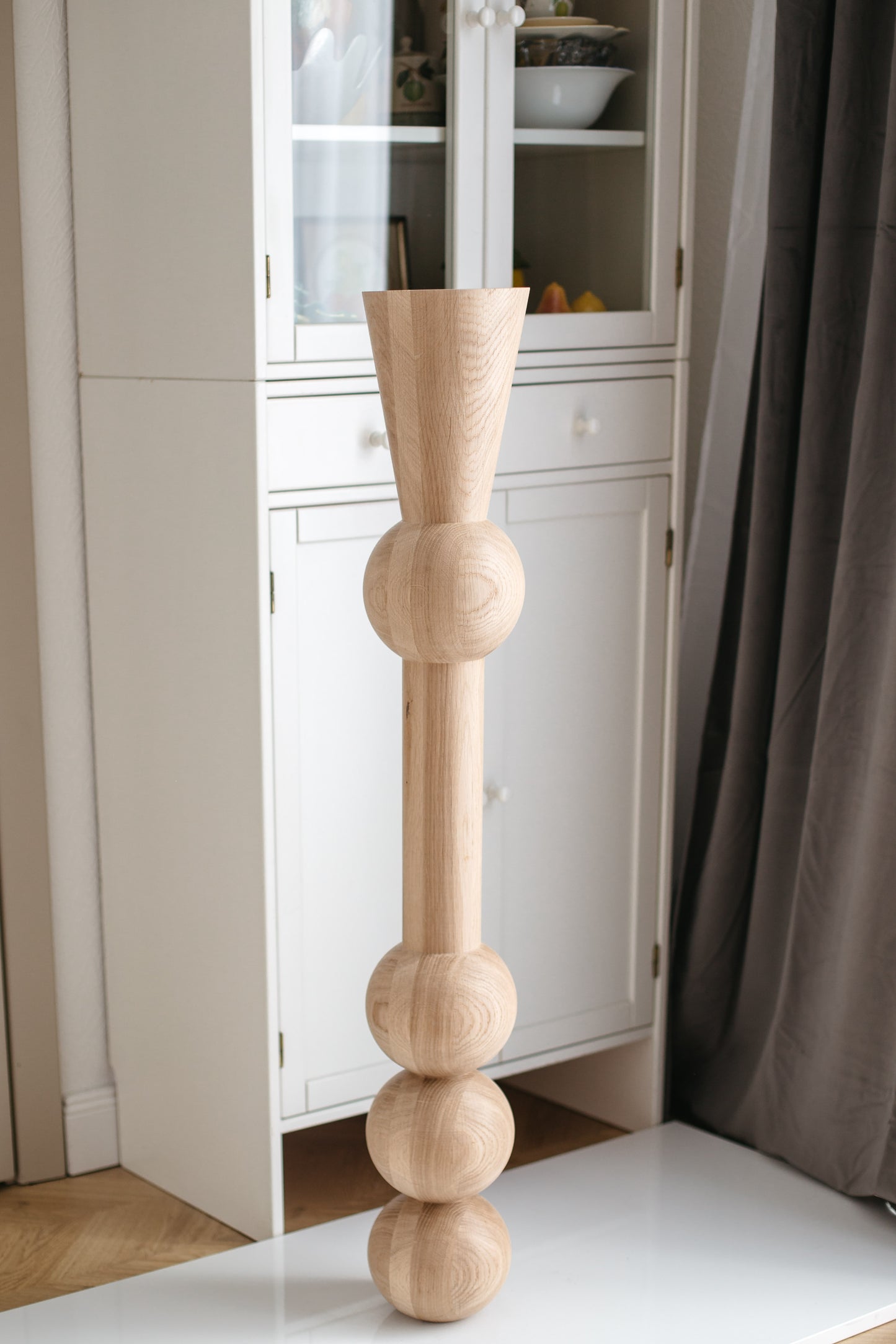 Pied de table et de bar haut en bois – Support de meuble fait main, H1100 mm